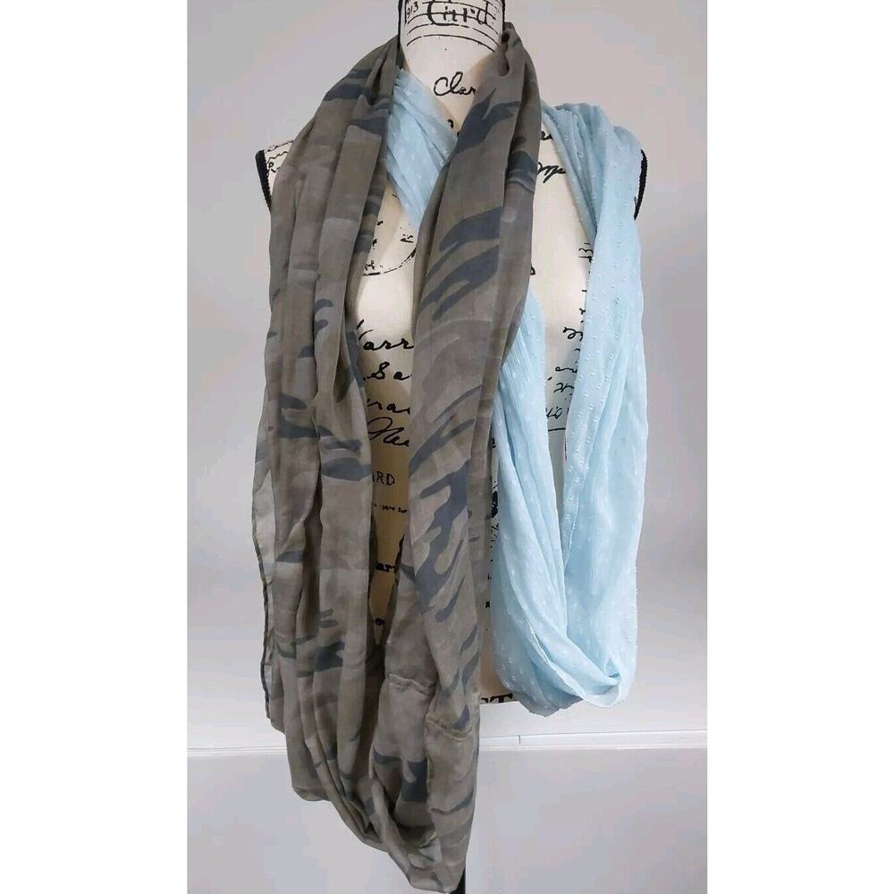Women's Lightweight Accessory Infinity Scarf Blue / Camo‎ - Set of 2